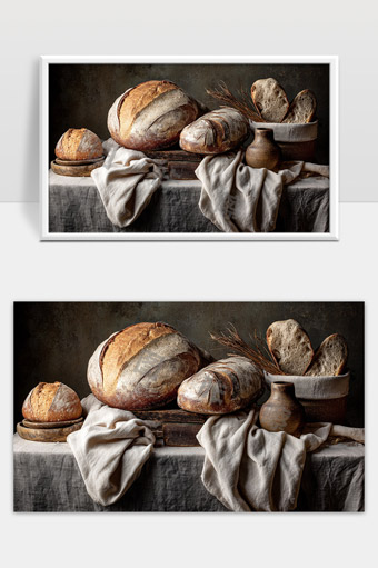 传统手工制作乡村风格面包艺术静物摄影