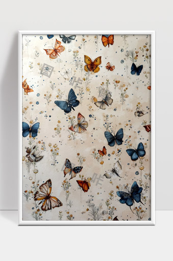 多彩蝴蝶飞舞花间自然美景画面