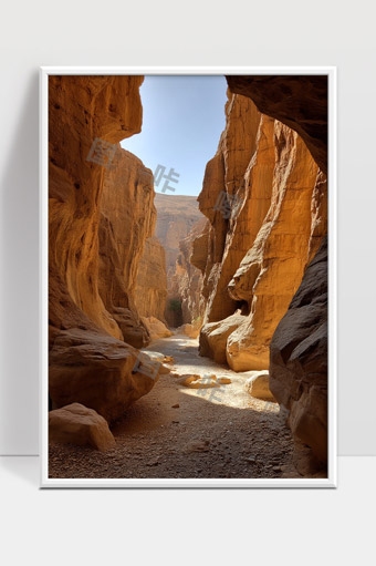 峡谷阳光下的壮美岩石地形自然风光