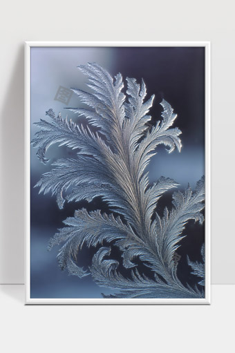 冬日窗花自然形成精美冰晶羽毛纹理