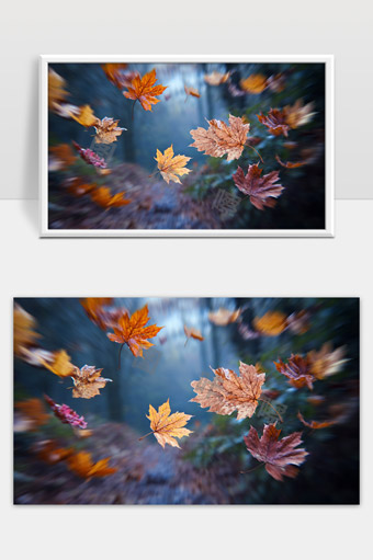 秋日风中飞舞的枫叶唯美意境写真