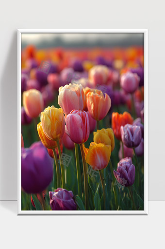 春日郁金香花海绚丽多彩迎风绽放美景