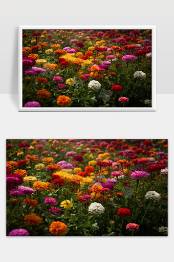 五彩缤纷的百日菊花海美丽绽放春日景象