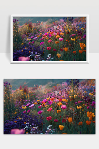 色彩斑斓的春日花海盛开绚丽多彩的野花田园