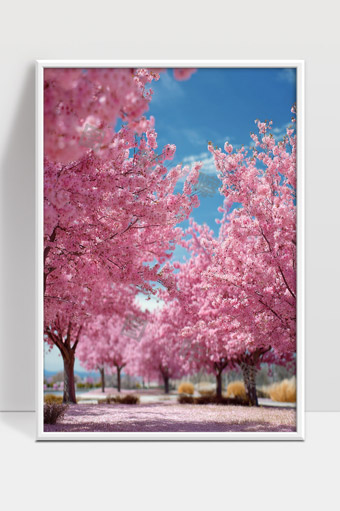 春日樱花盛开绽放粉色花海美丽自然风光