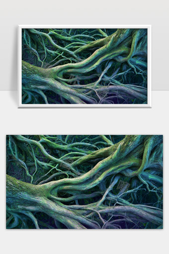 神秘森林盘根错节古树根系交织奇观