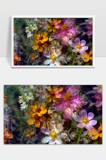 多彩绽放的野花在春日阳光下交织盛开