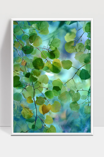 绿色叶子清新自然背景春天生机盎然树枝细节特写