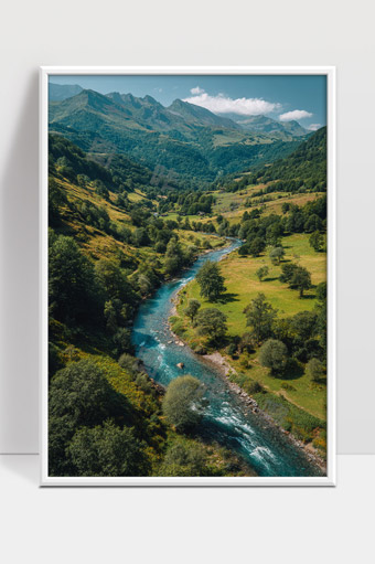 青山绿水环绕峡谷溪流自然风光美景