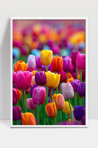 春日缤纷郁金香花海绽放自然美景