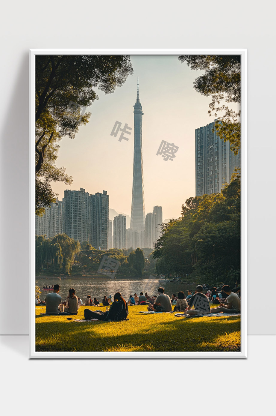 广州塔公园城市自然与现代建筑和谐共融写照