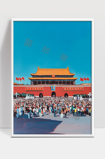 天安门广场升旗仪式人群壮观盛大场面