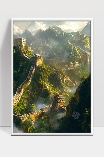 巍峨壮丽的长城蜿蜒穿越群山古老建筑映衬自然风光