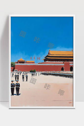 庄严肃穆的天安门广场升旗仪式瞬间