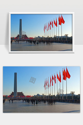 天安门广场升旗仪式现场庄严肃穆的群众场景
