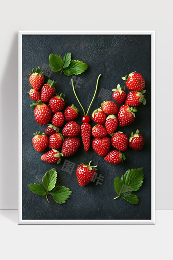 草莓蝴蝶创意摆盘自然新鲜水果艺术造型