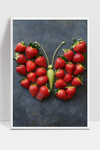 创意草莓蝴蝶造型鲜果美食艺术展示