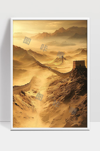 巍峨壮丽的黄昏长城蜿蜒群山如画