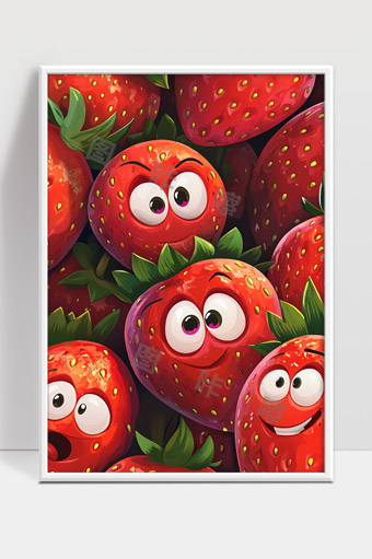 可爱卡通草莓表情丰富生动趣味十足