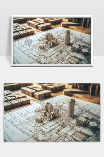 建筑设计蓝图与城市规划模型展示