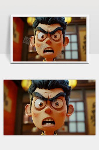 卡通人物愤怒表情细节动画场景表现