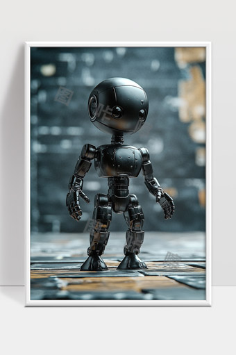 未来智能机器人全身黑色金属材质高科技造型