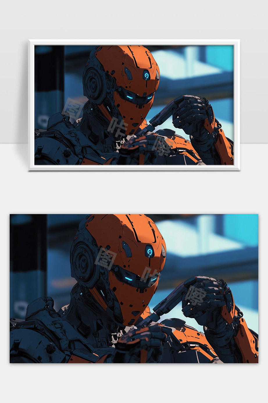 未来科技感机械战士智能机器人视觉系统扫描