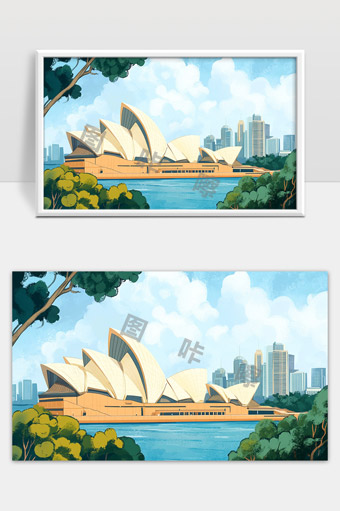 悉尼歌剧院风光悉尼城市地标建筑与自然风景