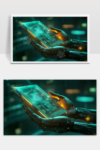 未来智能机器人手持科技芯片展示