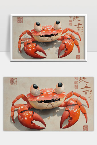 可爱卡通螃蟹形象生动趣味十足