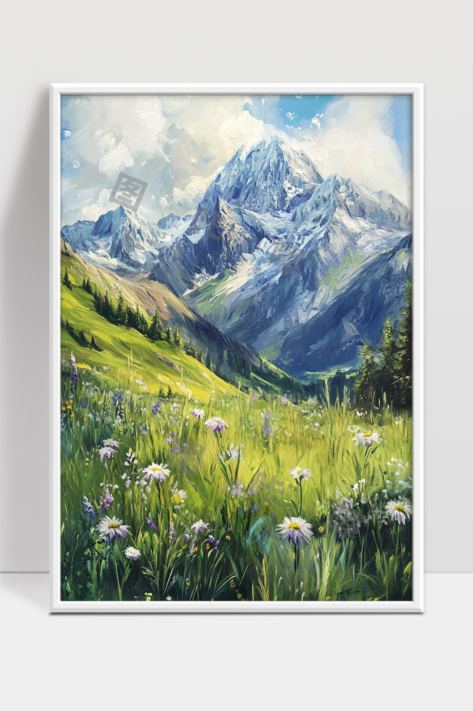 高山花海风光春天的自然美景画作