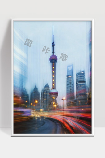 上海东方明珠夜景城市繁华霓虹灯光流动效果