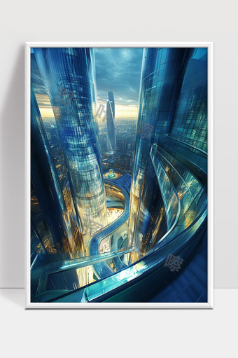 未来城市超高层建筑与现代都市景观融合