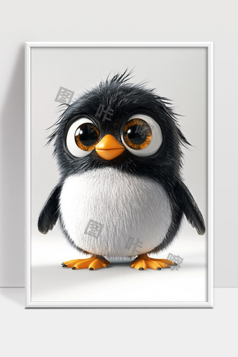 萌趣黑白小企鹅卡通形象超大眼睛可爱宠物设计