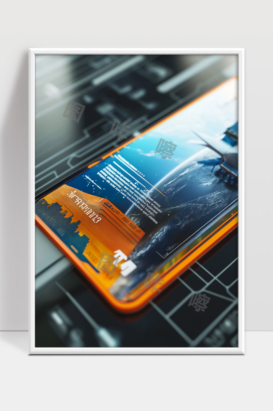 未来科技风智能手机与虚拟界面交互场景