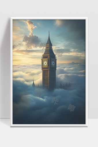 伦敦大本钟云雾缭绕中的壮丽景象
