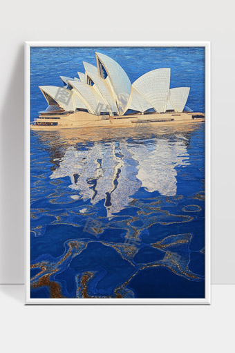 悉尼歌剧院水中倒影蓝色海洋风景美丽建筑