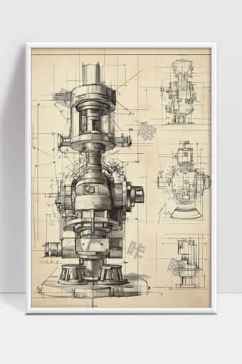 机械设备复杂结构示意图工程手绘设计图纸