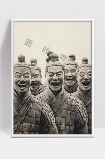 秦兵马俑笑容灿烂展示古代士兵风采