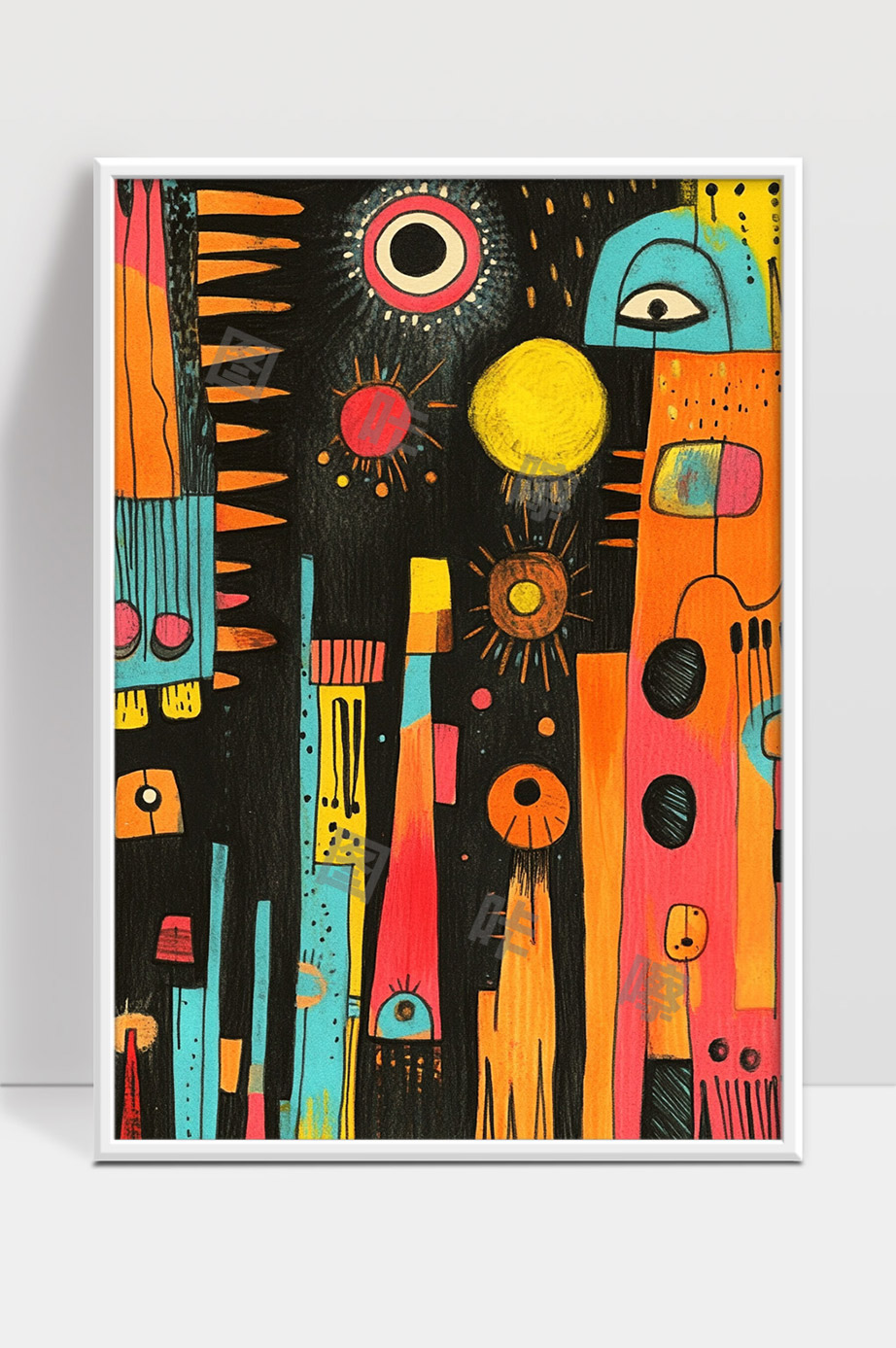 色彩丰富的抽象几何形状现代艺术作品展示