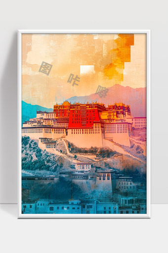 布达拉宫的壮丽风光与雪山自然美景