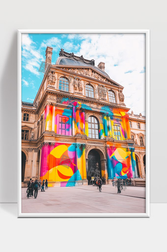 卢浮宫建筑彩绘艺术与现代色彩融合展示