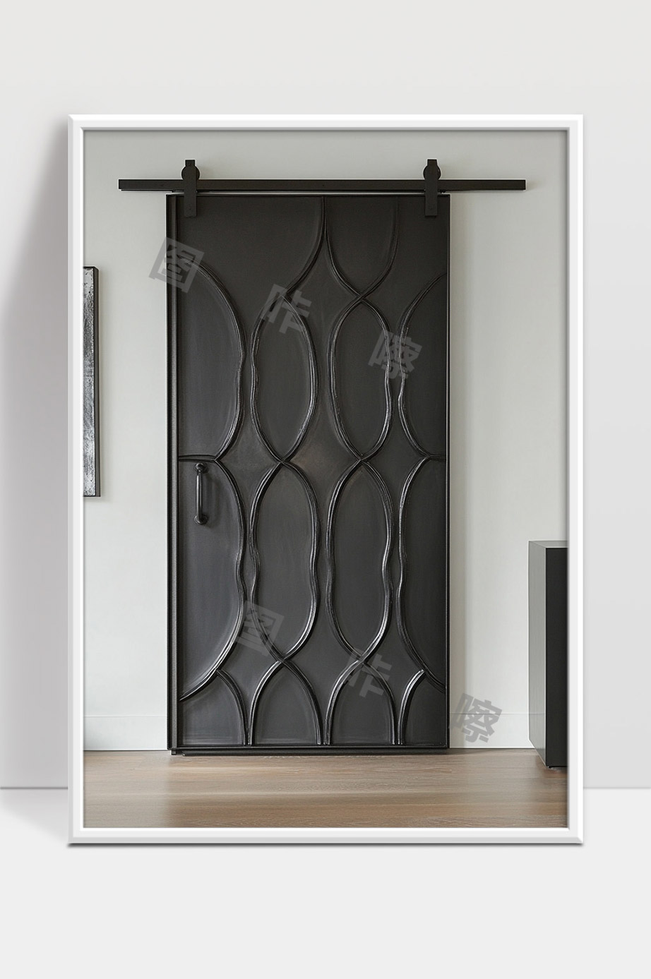 现代简约风格艺术感黑色推拉门设计效果图