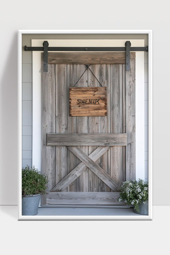 复古风格木质谷仓门独特室外装饰展示