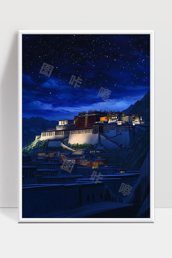 夜幕下布达拉宫星空璀璨美丽景色