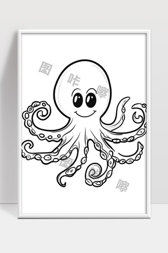 可爱卡通章鱼简笔画儿童涂色素材