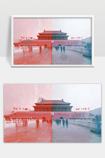 天安门广场人流与历史建筑对比景观