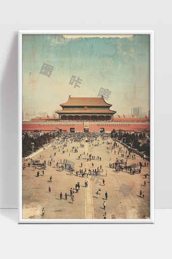 天安门广场历史风貌人群熙攘盛景展示