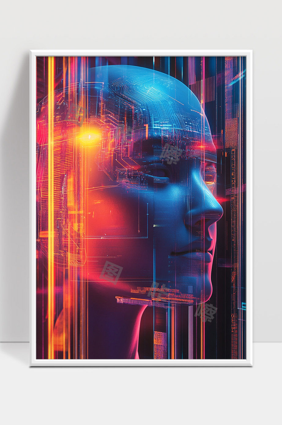 科技感数字人脸人工智能未来网络世界