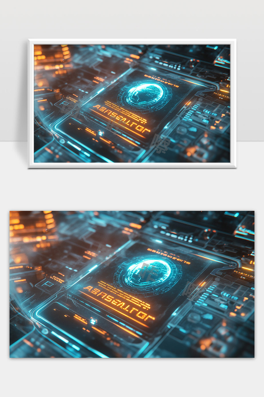 未来科技风格的人工智能芯片数据处理界面